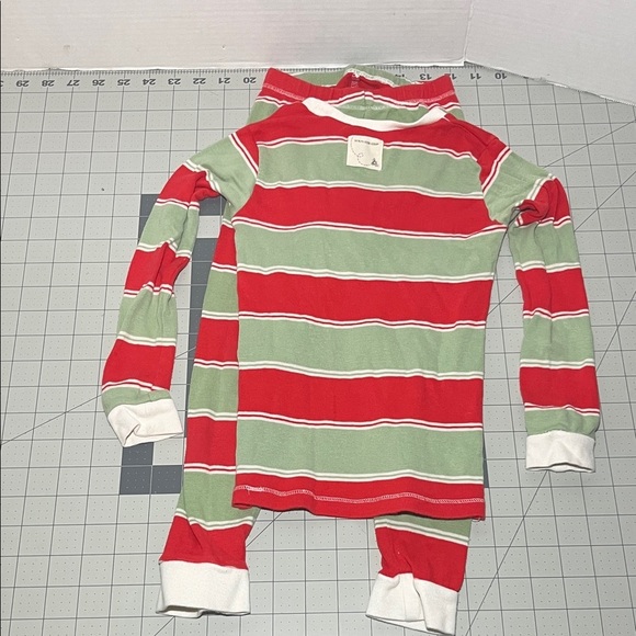 Striped Red and Green Kids Pajama Set - Picture 5 of 6